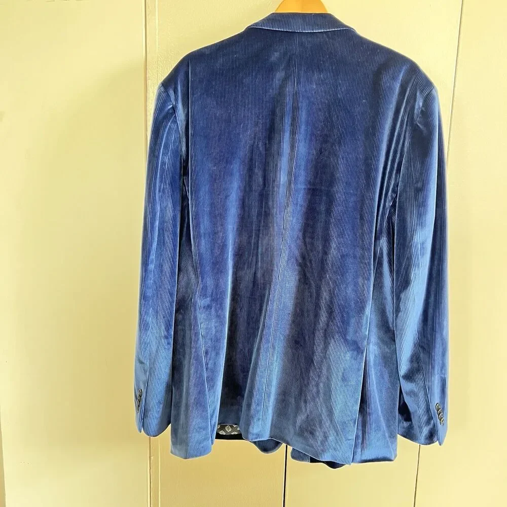 Men's Joseph Aboud Blue Stretch Velvet/Velour Lined Blazer